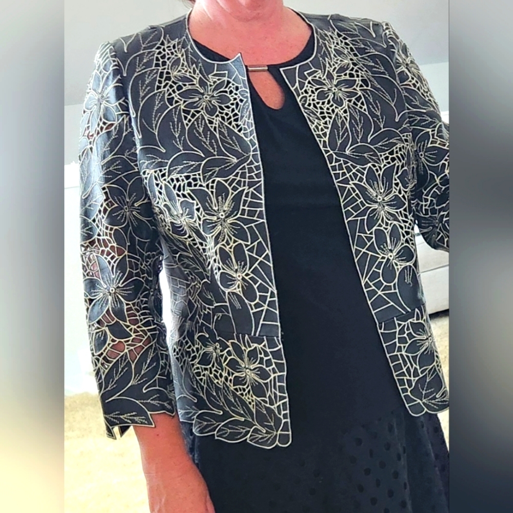 Gorgeous leather jacket with cutout design